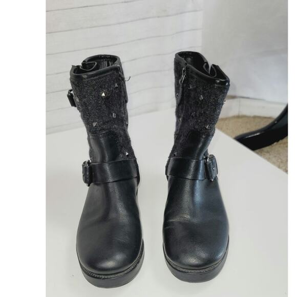 TORY BURCH CHRYSTIE GRAY WOOL STUD EMBELLISHED ANKLE BOOTS, SZ 6.5 - Picture 2 of 16